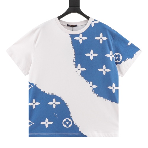Louis Vuitton Gradient White Cotton T-Shirt Short Sleeve Couple Style 1 Louis Vuitton Gradient White Cotton T-Shirt Short Sleeve Couple Style