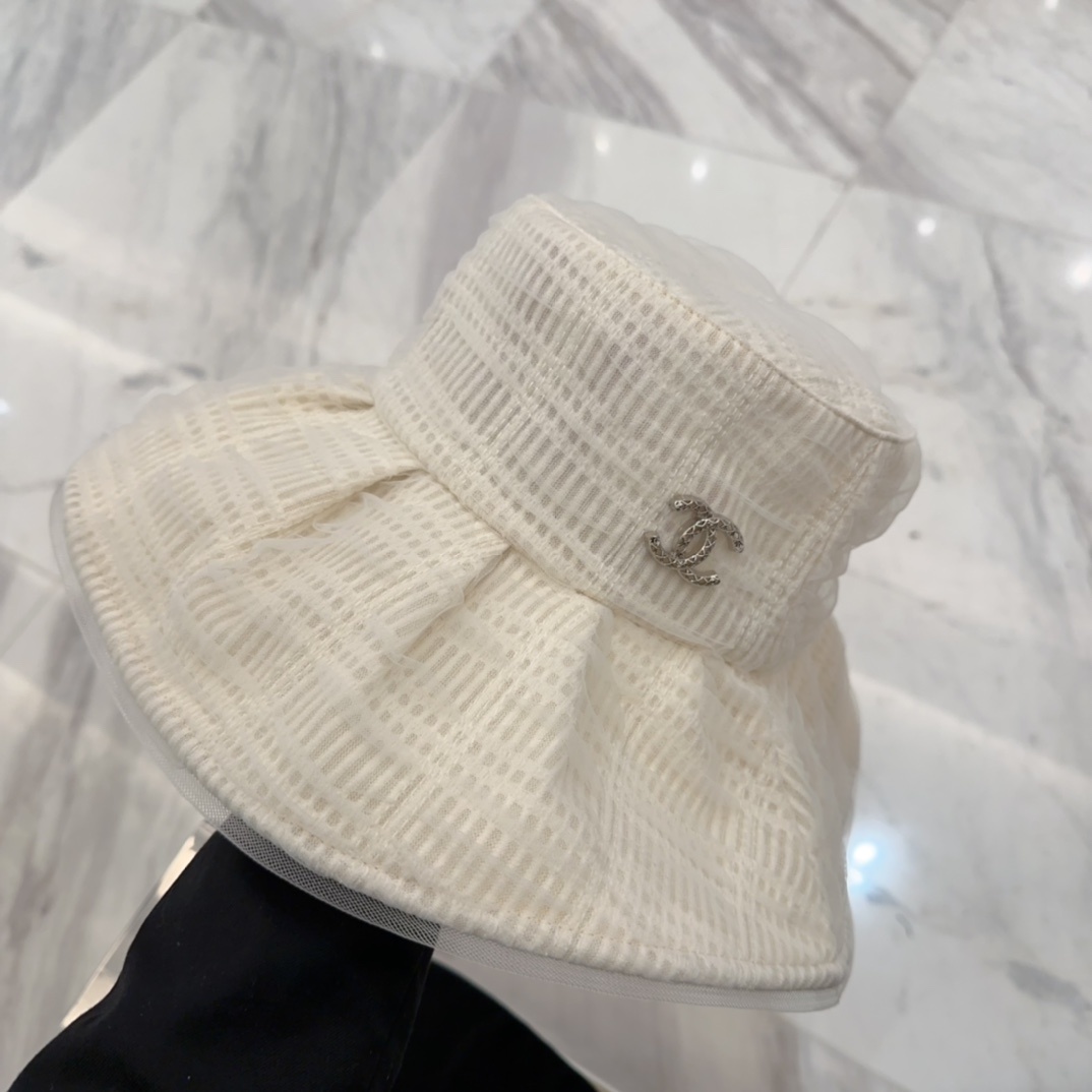 香奈儿 2025春夏新款布帽,百褶款渔夫帽,头围57cm