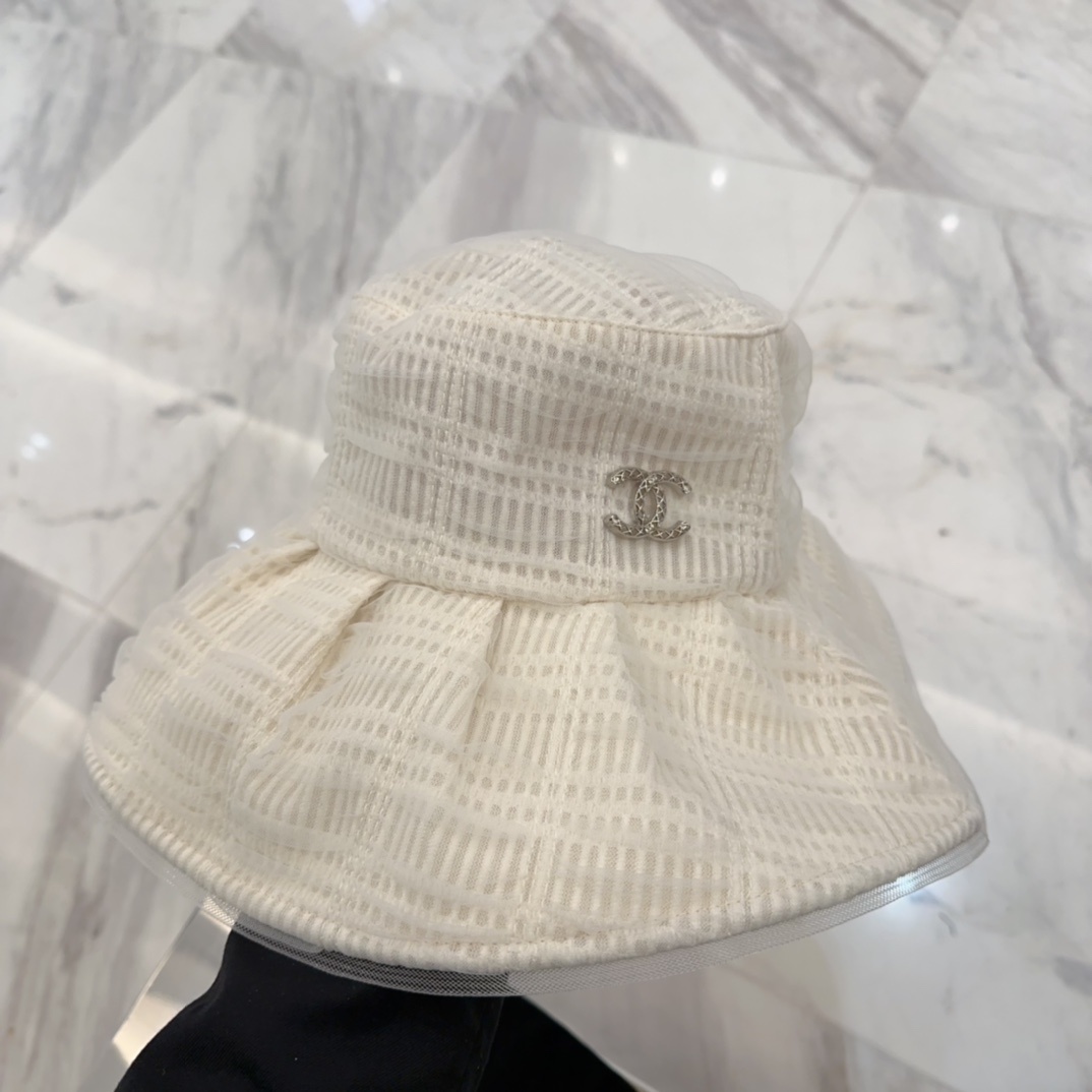 香奈儿 2025春夏新款布帽,百褶款渔夫帽,头围57cm