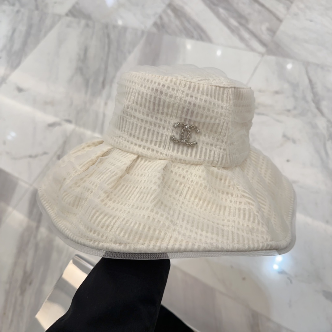 香奈儿 2025春夏新款布帽,百褶款渔夫帽,头围57cm