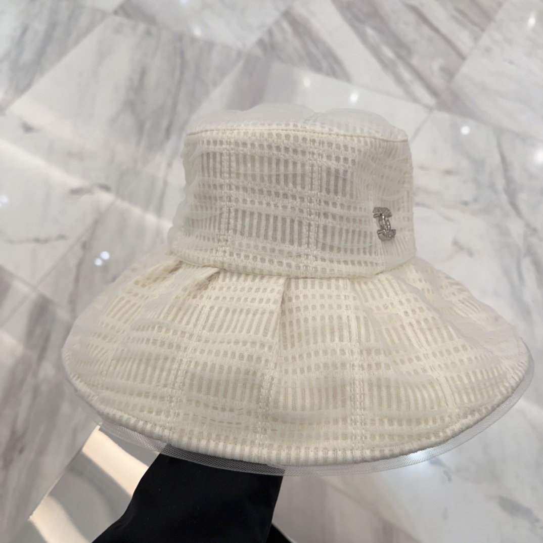香奈儿 2025春夏新款布帽,百褶款渔夫帽,头围57cm