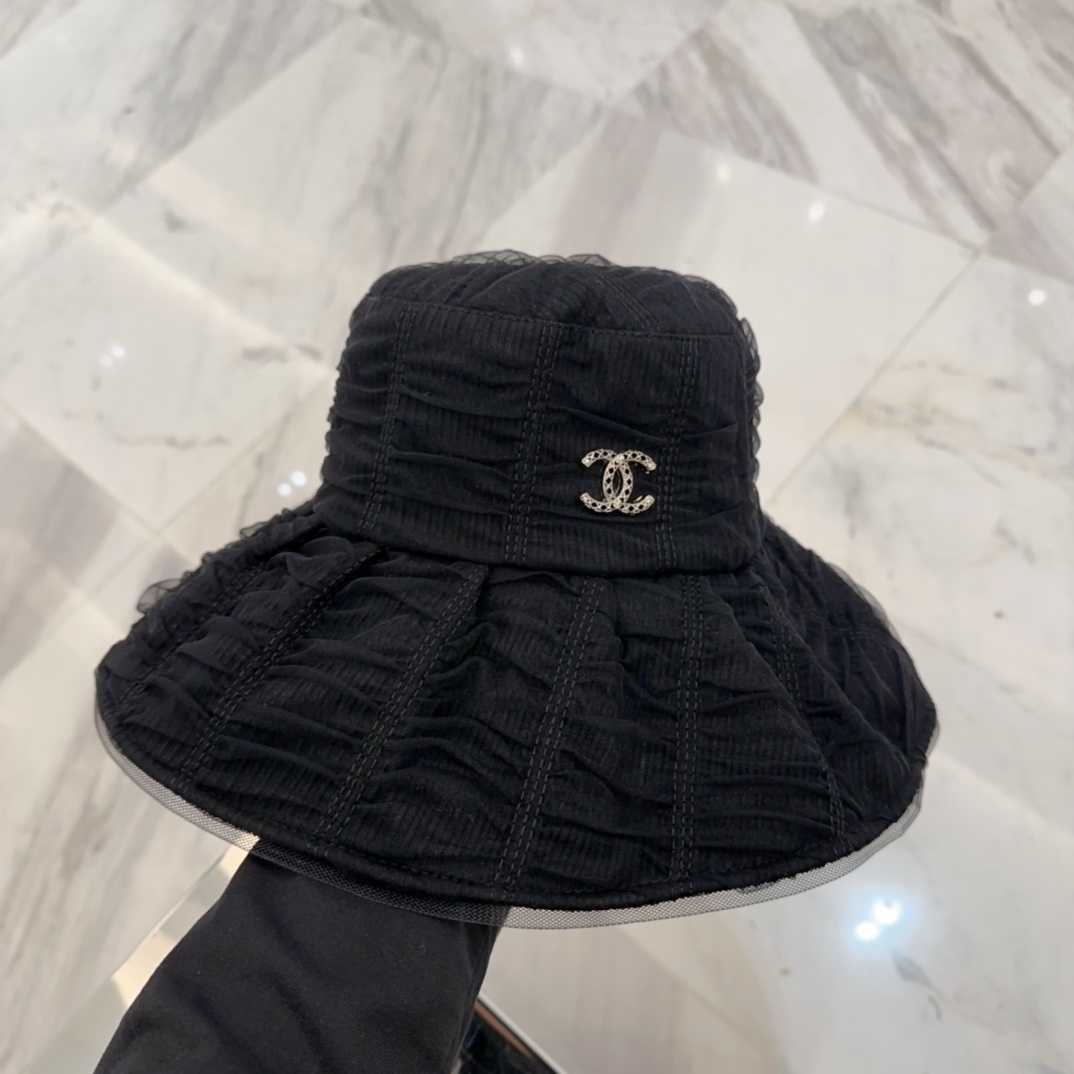 香奈儿 2025春夏新款布帽,百褶款渔夫帽,头围57cm
