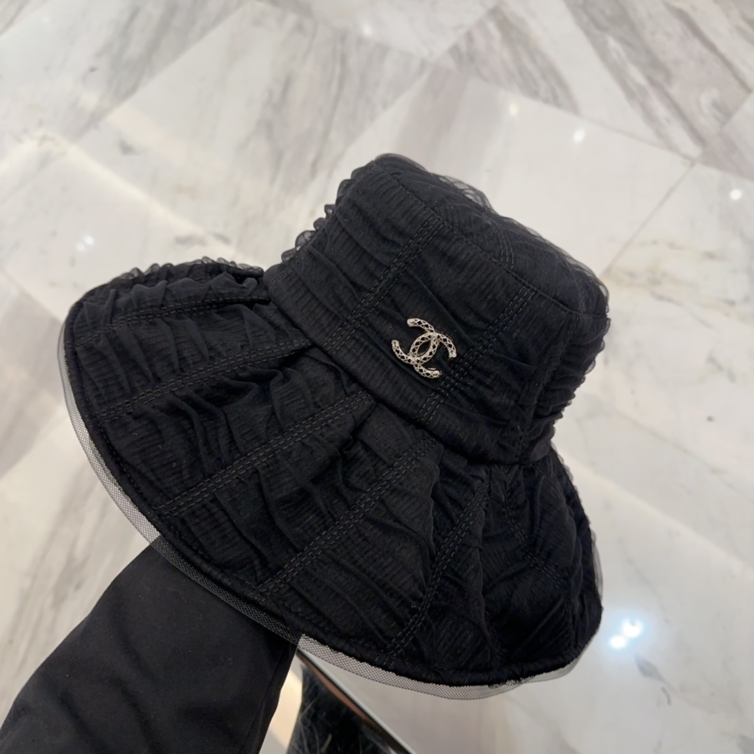 香奈儿 2025春夏新款布帽,百褶款渔夫帽,头围57cm