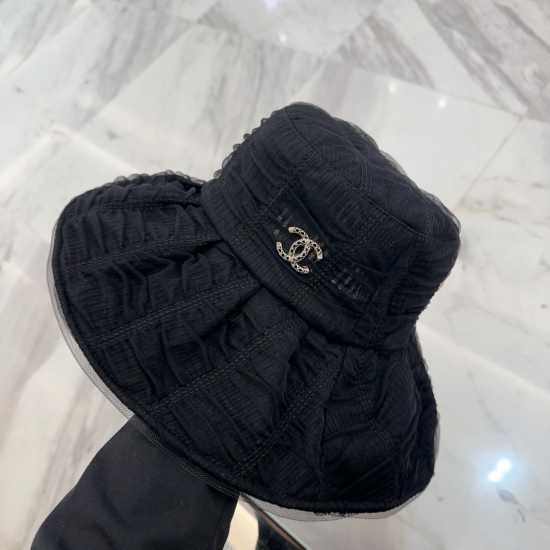 香奈儿 2025春夏新款布帽,百褶款渔夫帽,头围57cm