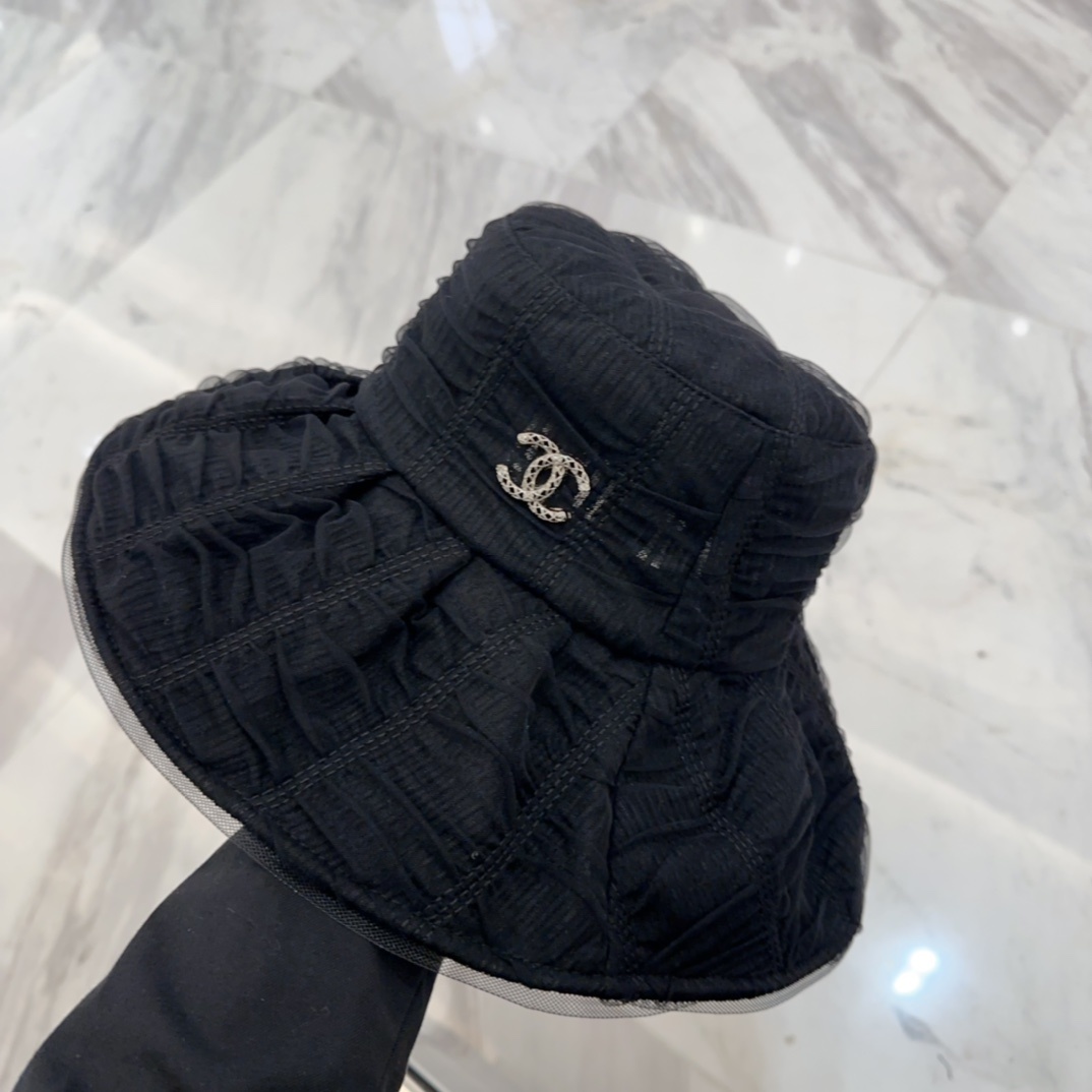 香奈儿 2025春夏新款布帽,百褶款渔夫帽,头围57cm