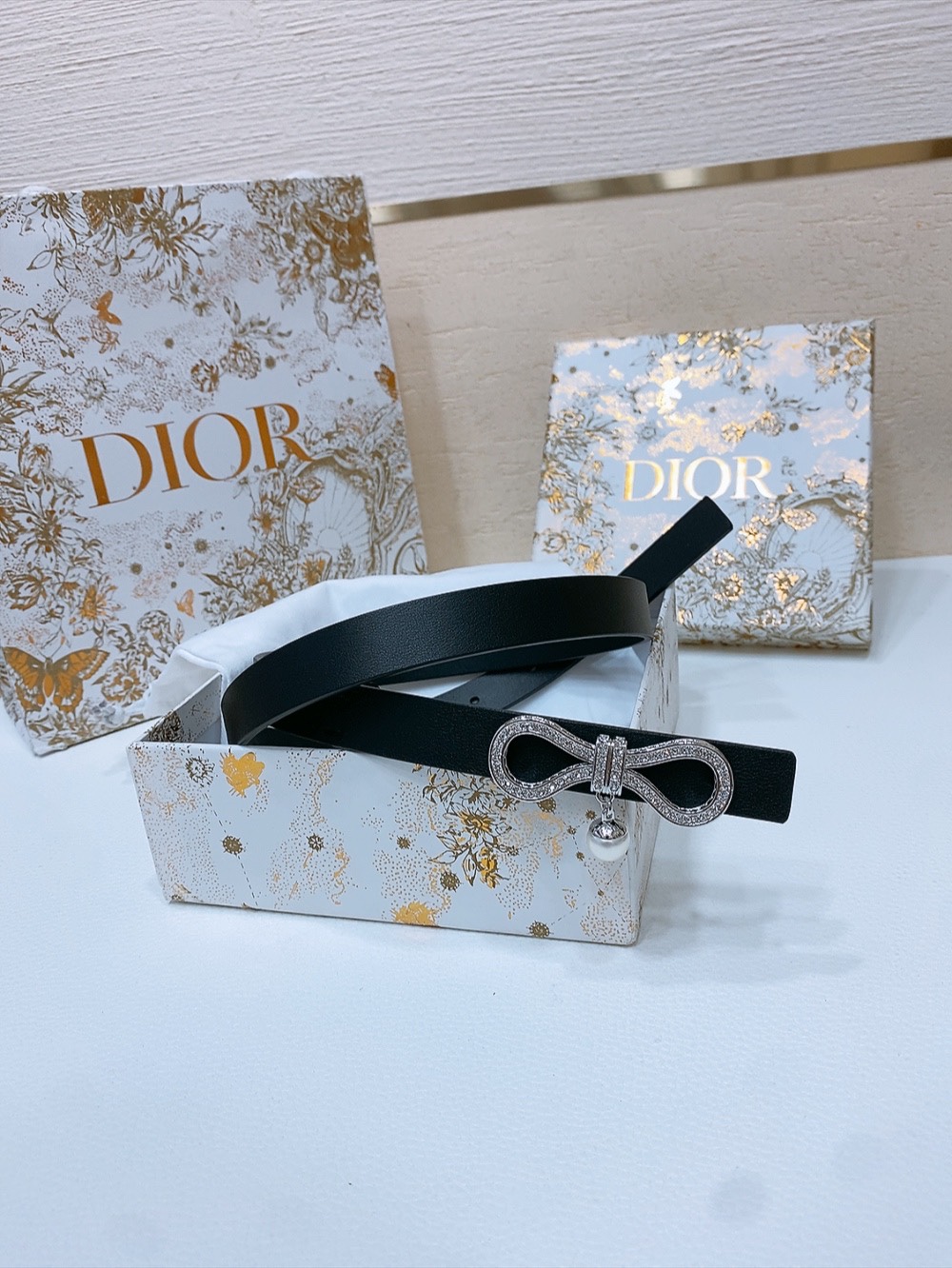 Dior 宽 1.8cm · 代购级 迪奥 Dior Nœud de Dior 腰带 蝴蝶钻扣 宽度18毫米