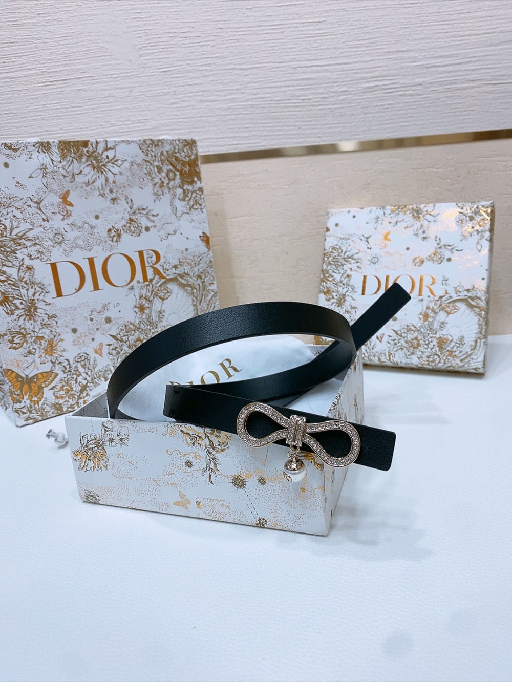 Dior 宽 1.8cm · 代购级 迪奥 Dior Nœud de Dior 腰带 蝴蝶钻扣 宽度18毫米