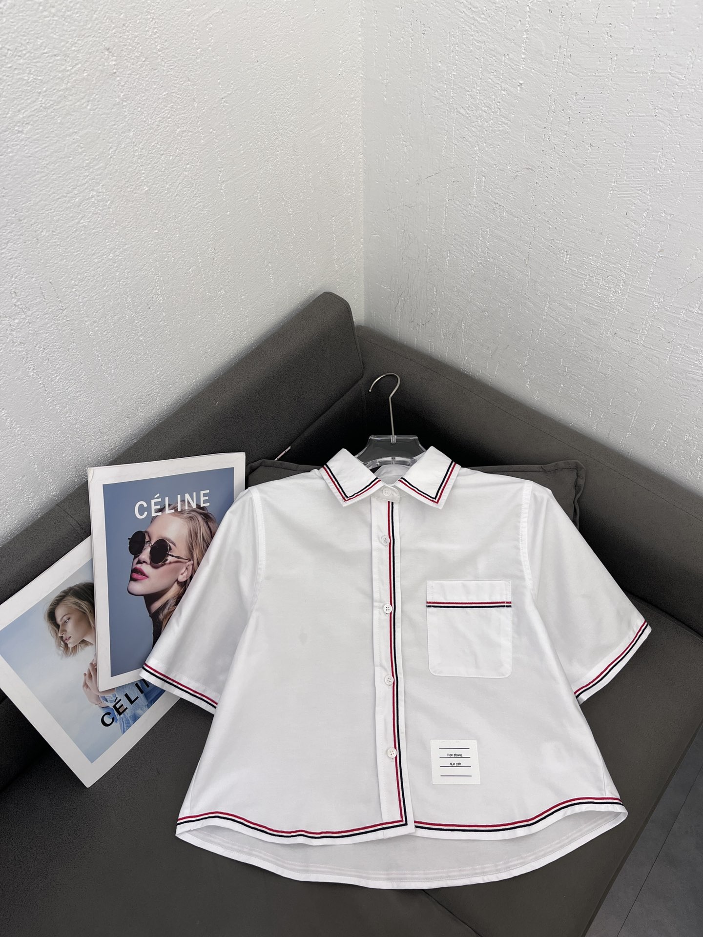 “High-End Women’s Clothes: TB Thom Browne Summer Cuffband Design Short Sleeves in Soft Cotton”