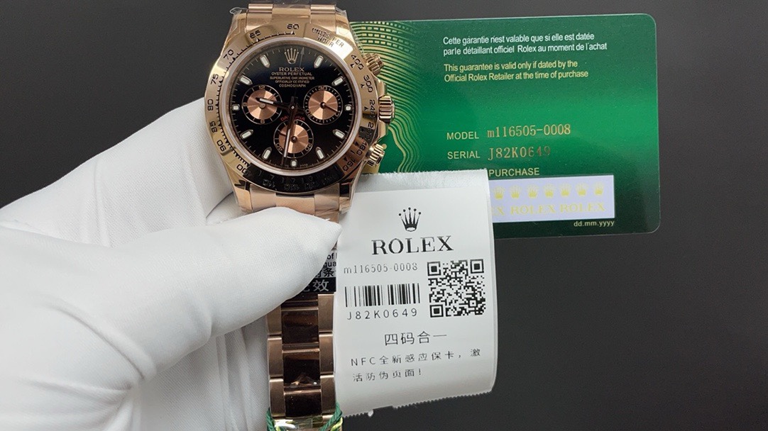 Rolex 今日推荐 玫金迪 带NFC芯片感应保卡 四码合一 40mm 厚12.2mm 7750一档机
