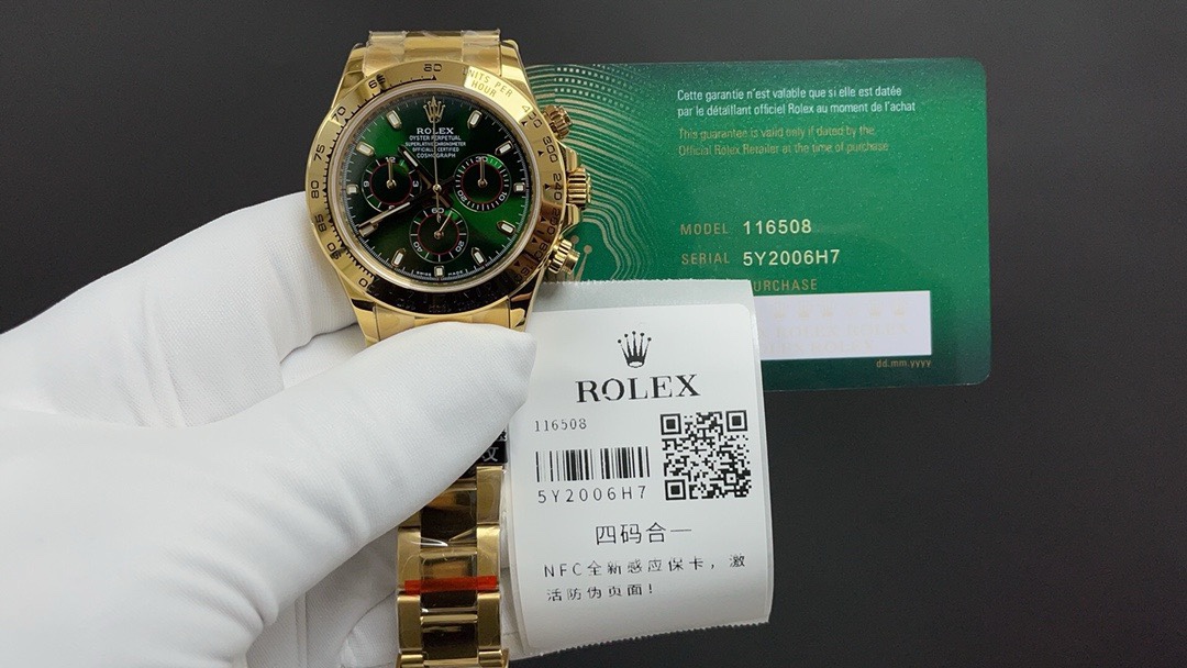 Rolex 今日推荐 金绿迪 带NFC芯片感应保卡 四码合一 40mm 厚12.2mm 7750一档机