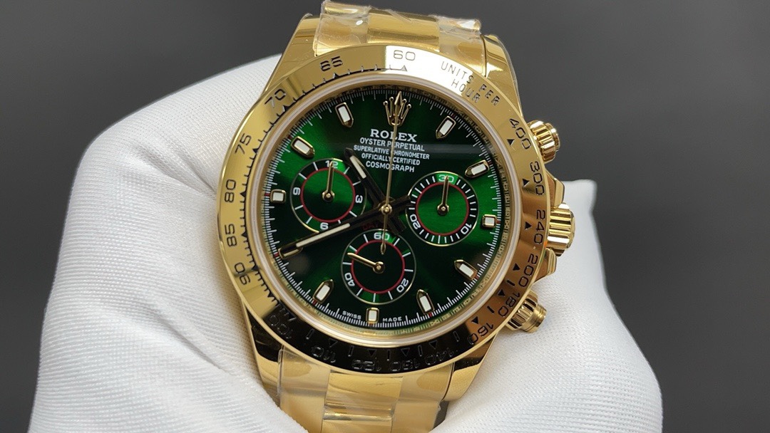 Rolex 今日推荐 金绿迪 带NFC芯片感应保卡 四码合一 40mm 厚12.2mm 7750一档机