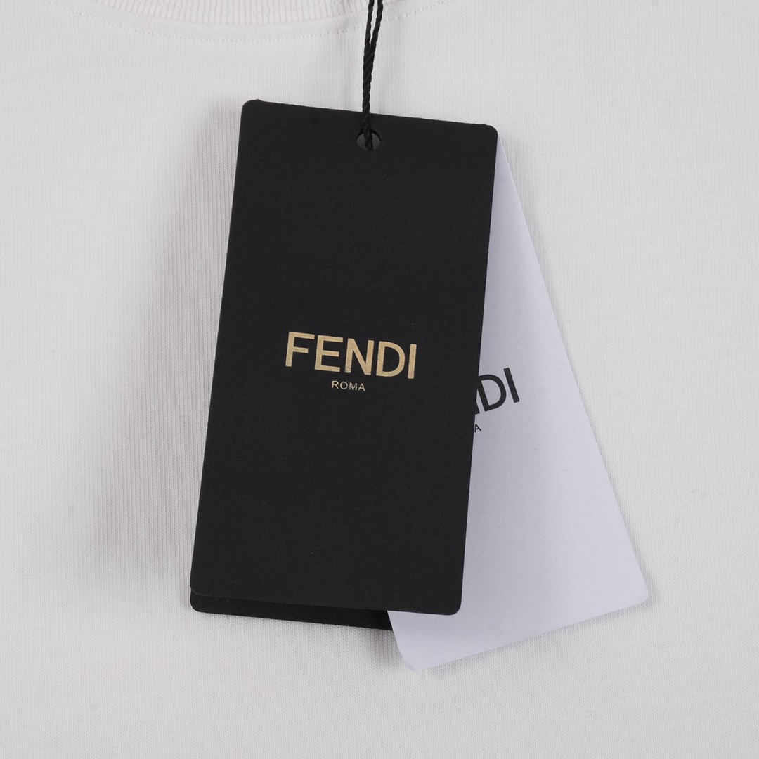 芬迪/Fendi 夏季新款 双袖满印老花FF字母拼接圆领短袖T恤