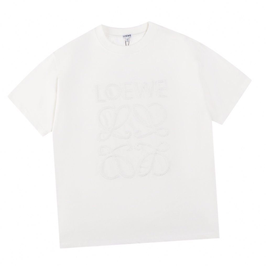 罗意威/Loewe 夏季新款 高密度线绣花圆领短袖T恤