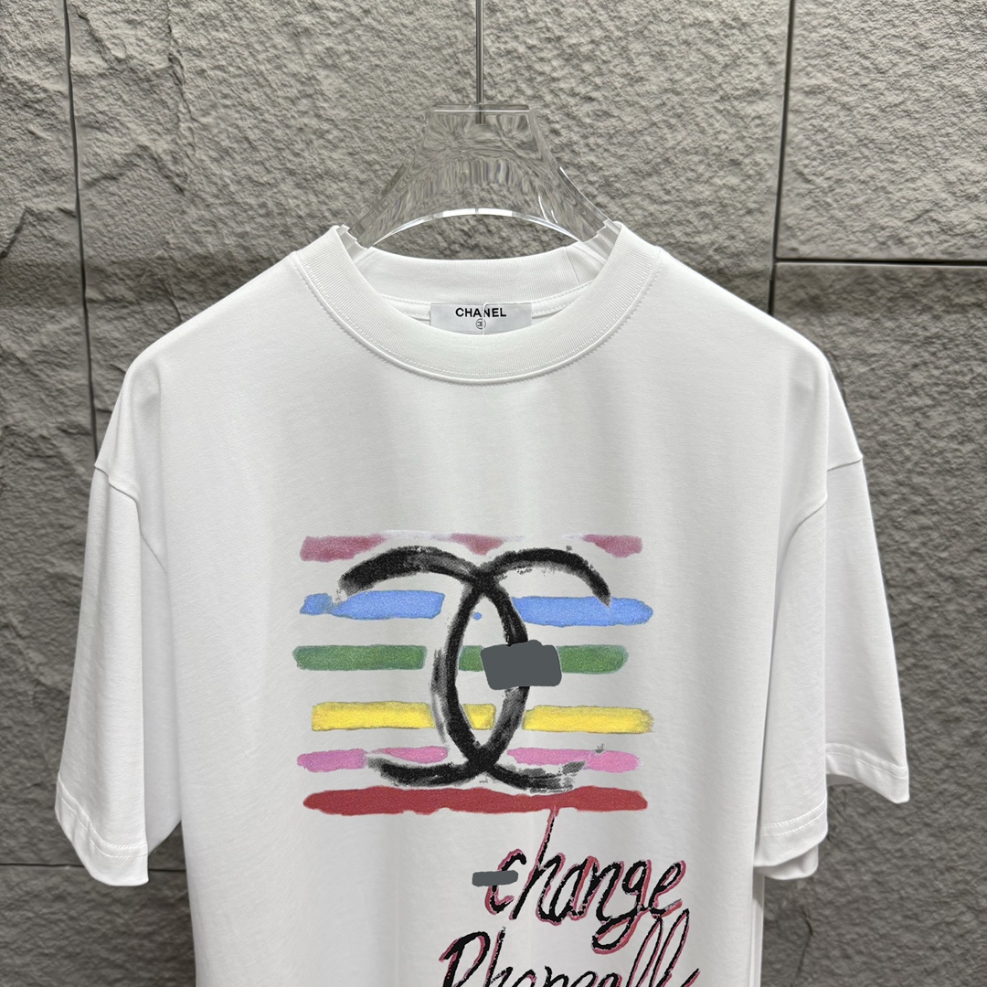 New Spring 2025 Classic Rainbow Letter Stamp T-shirts in Various Sizes and Colors - 图片 3