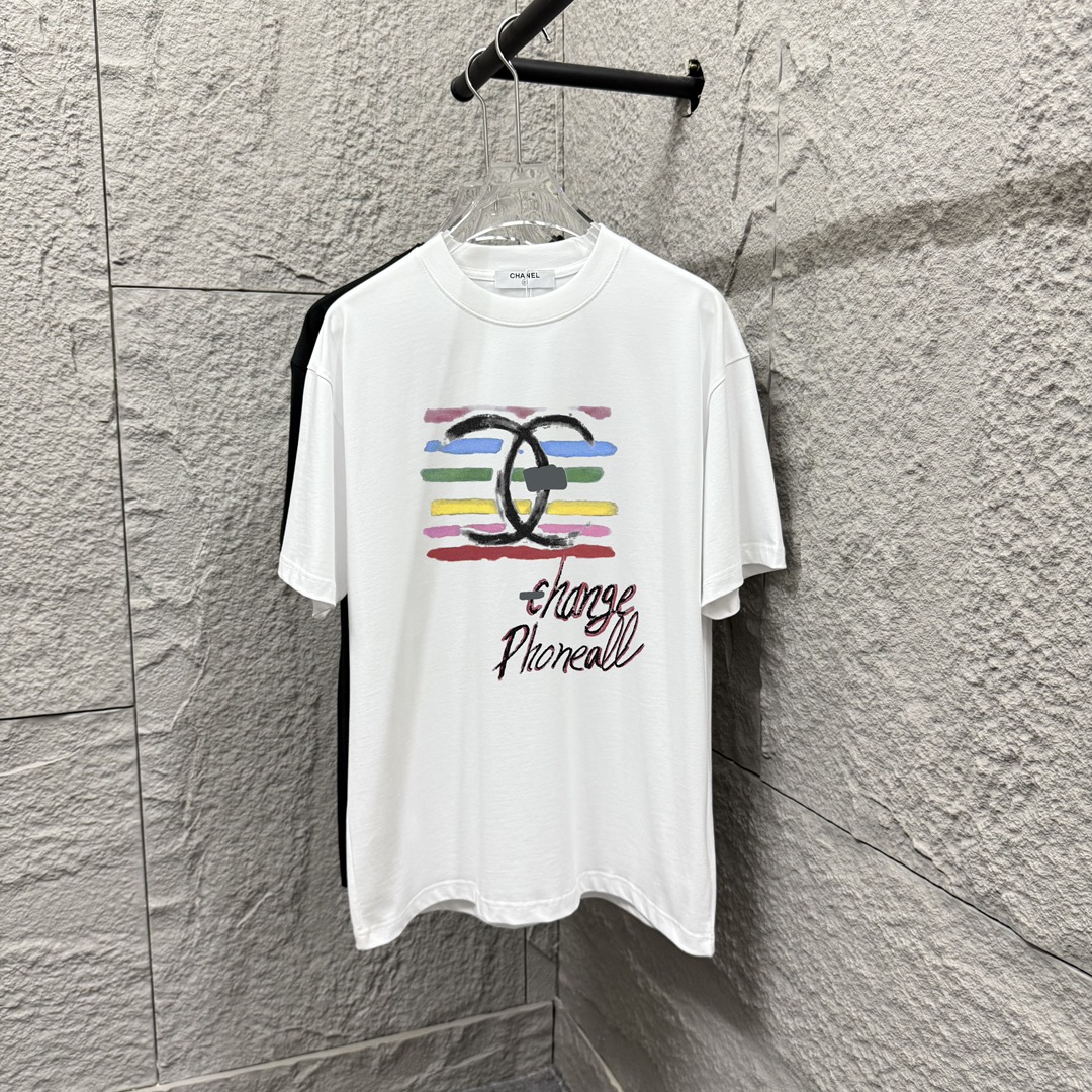 New Spring 2025 Classic Rainbow Letter Stamp T-shirts in Various Sizes and Colors - 图片 1