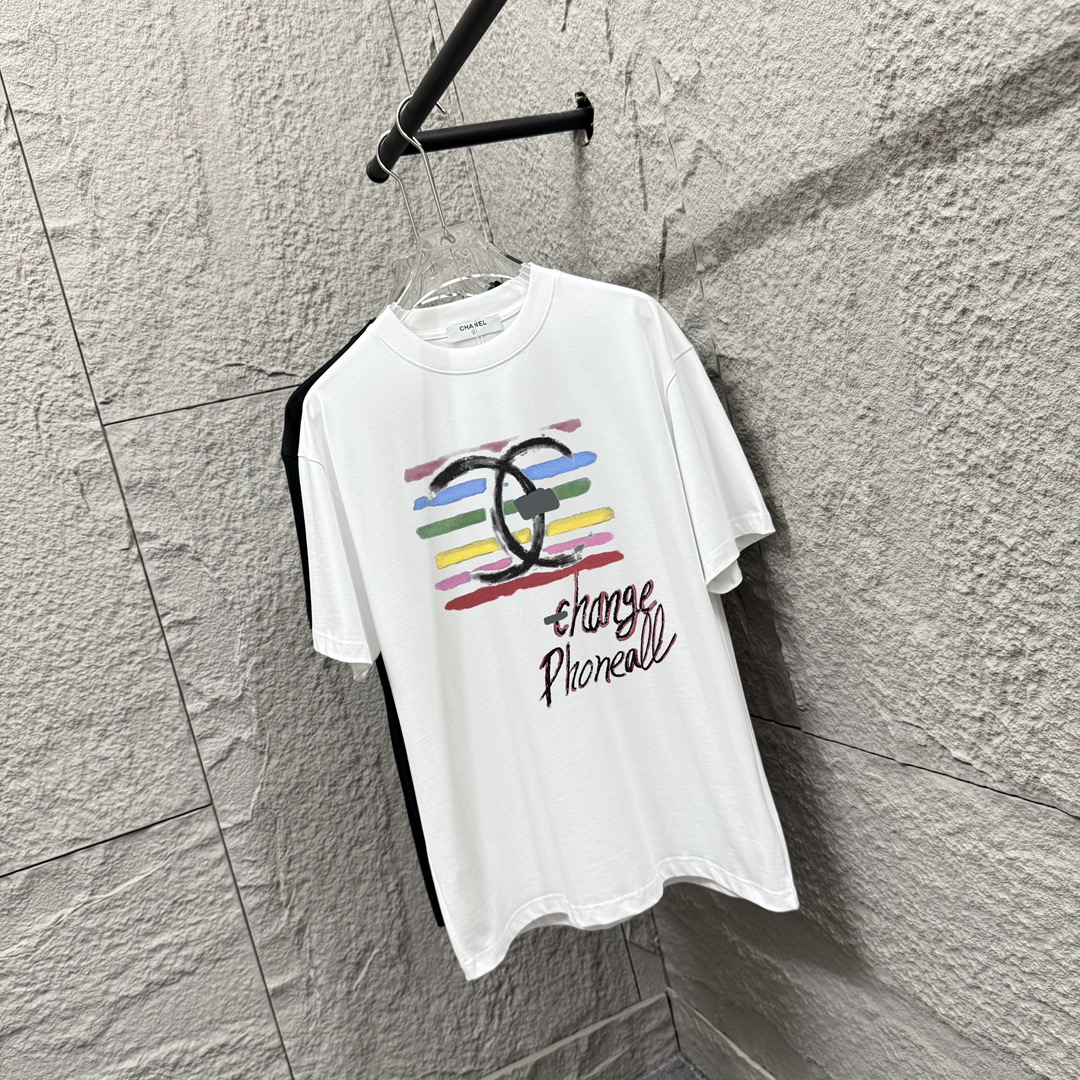 New Spring 2025 Classic Rainbow Letter Stamp T-shirts in Various Sizes and Colors - 图片 2