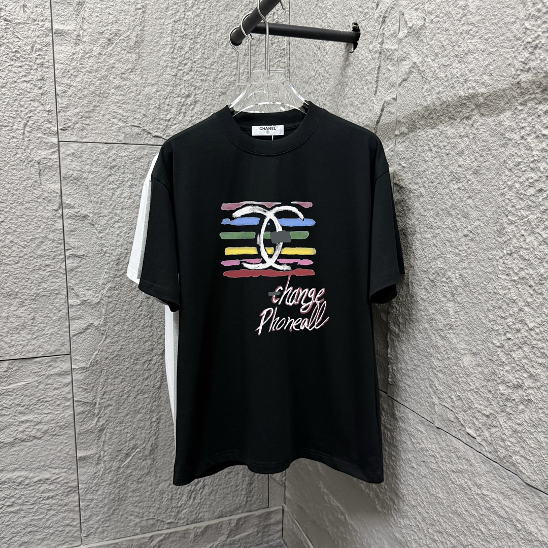 New Spring 2025 Classic Rainbow Letter Stamp T-shirts in Various Sizes and Colors - 图片 1
