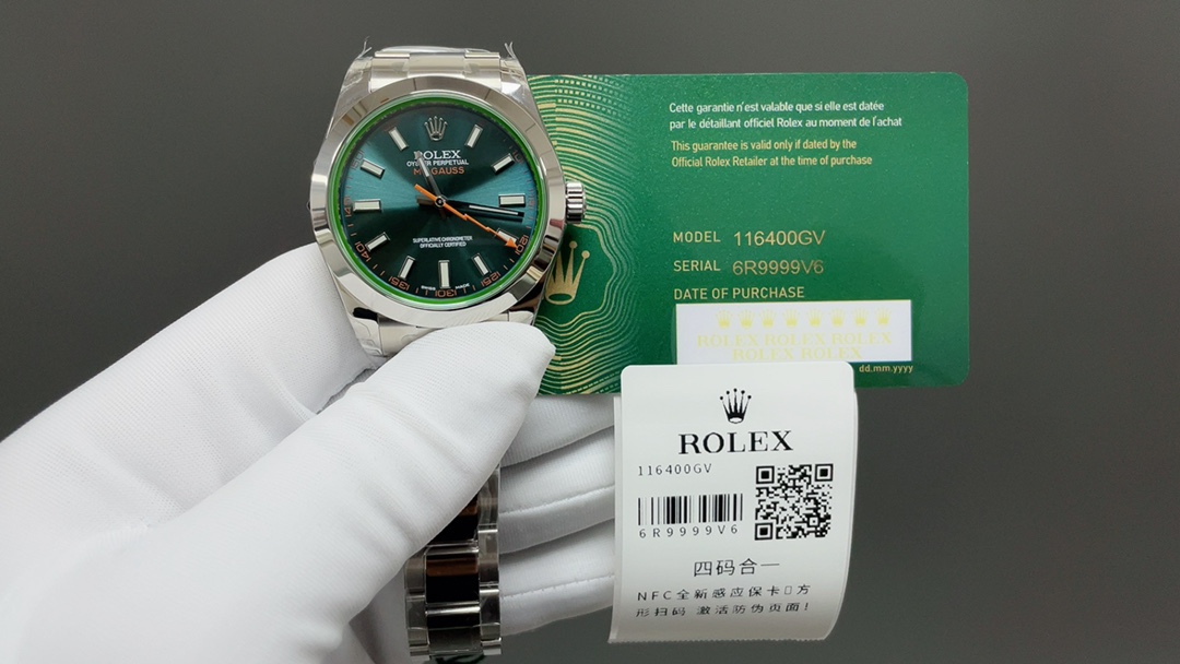 Rolex 劳力士 三码合一 附带NFC感应 116400闪电针 绿玻璃904L