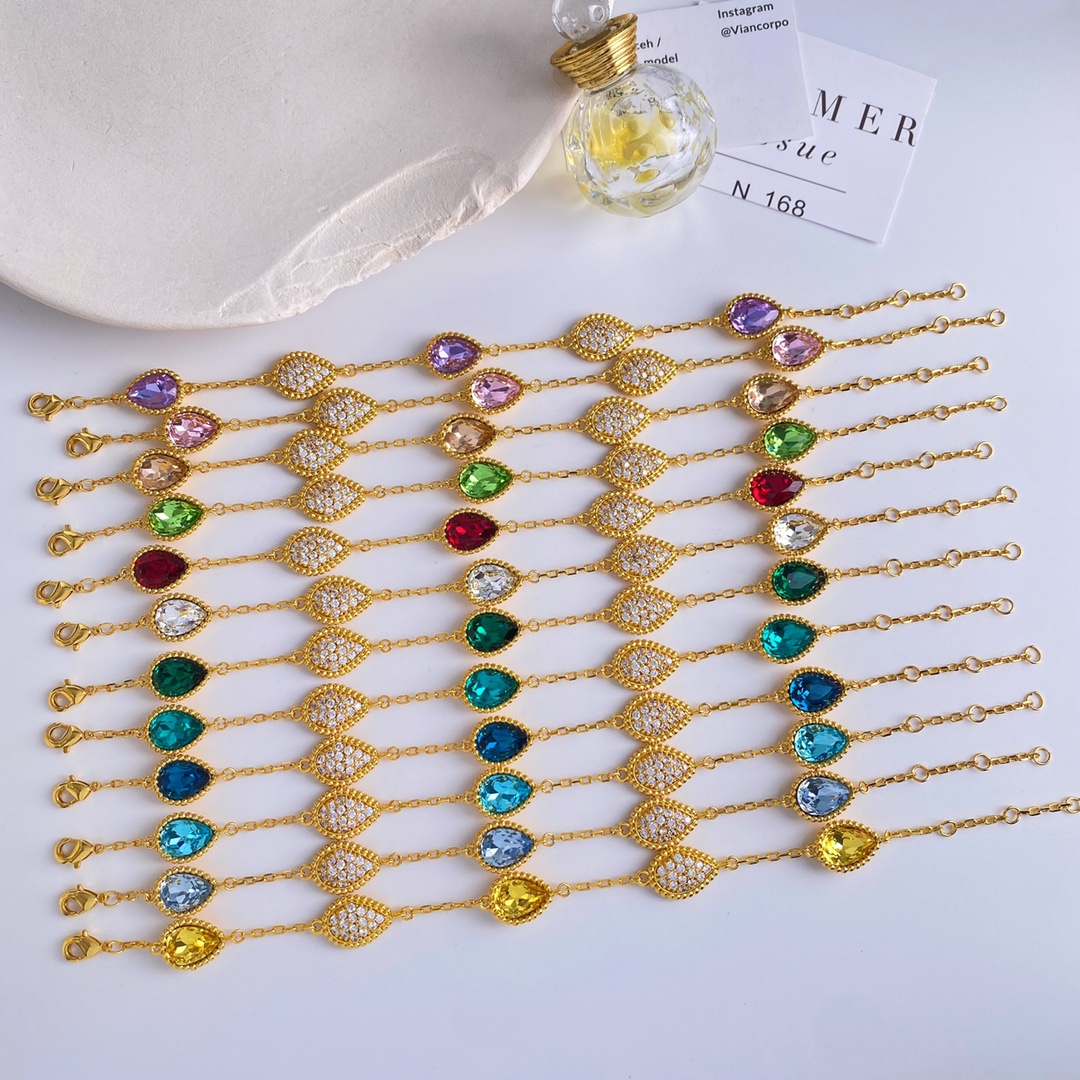 BS80 P300 Bracelet: Dopamine Style with Man-Made Colored Stones and Gold Chain - 图片 9