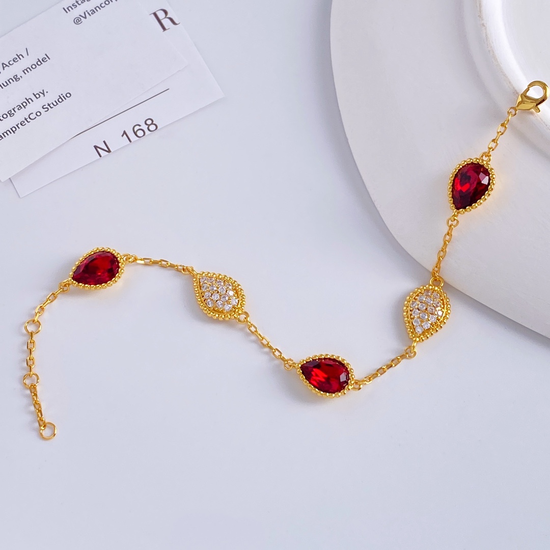BS80 P300 Bracelet: Dopamine Style with Man-Made Colored Stones and Gold Chain - 图片 3