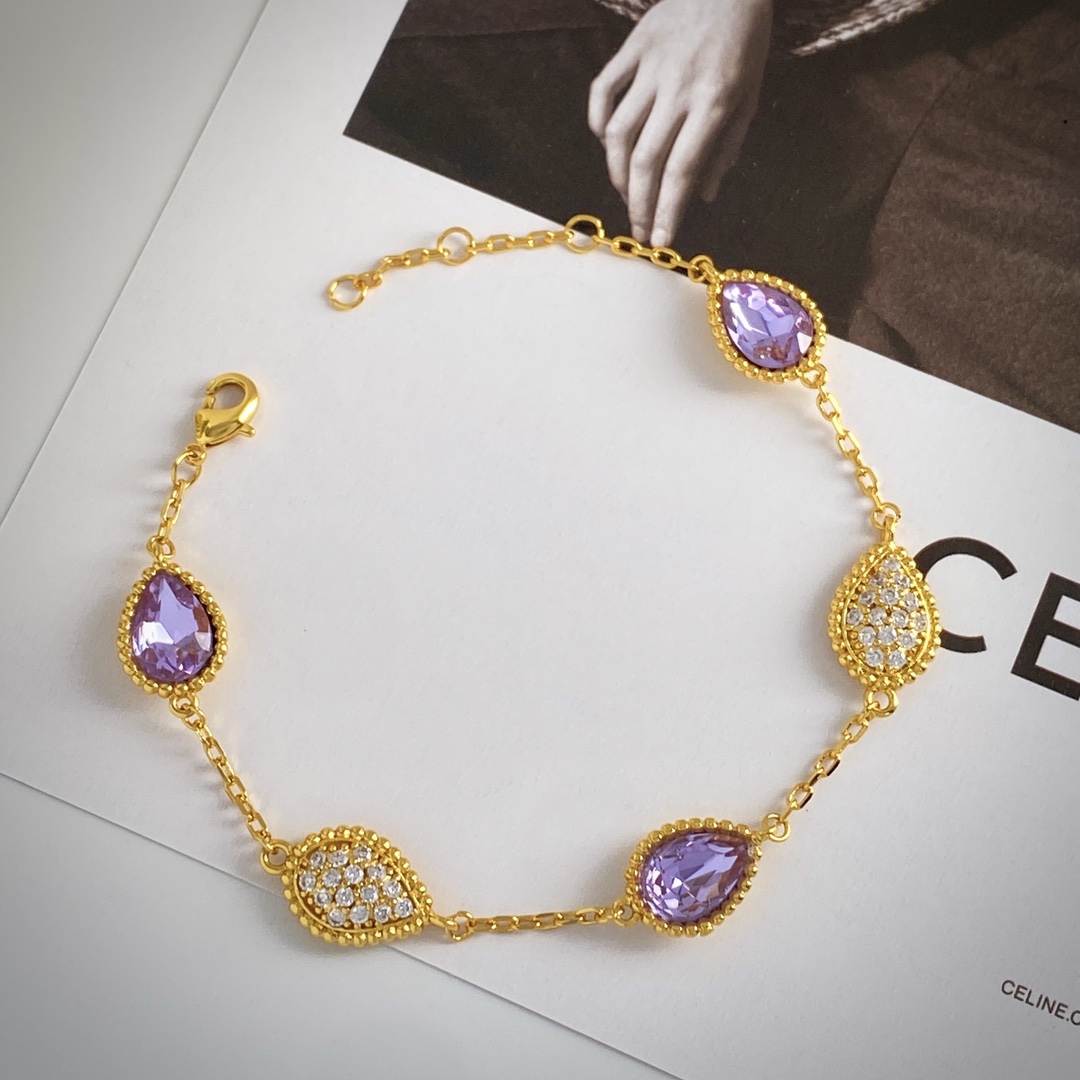 BS80 P300 Bracelet: Dopamine Style with Man-Made Colored Stones and Gold Chain - 图片 7