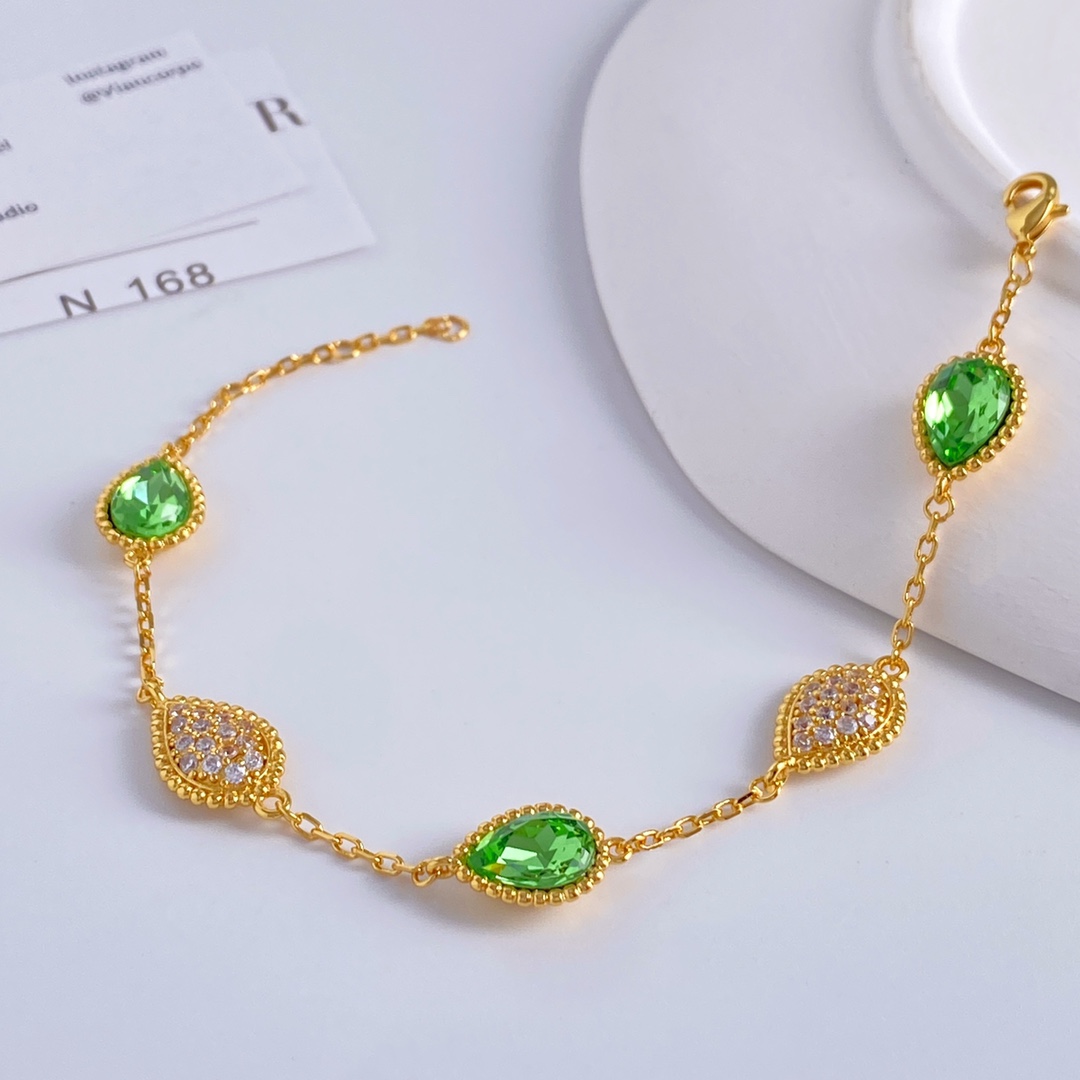 BS80 P300 Bracelet: Dopamine Style with Man-Made Colored Stones and Gold Chain - 图片 2
