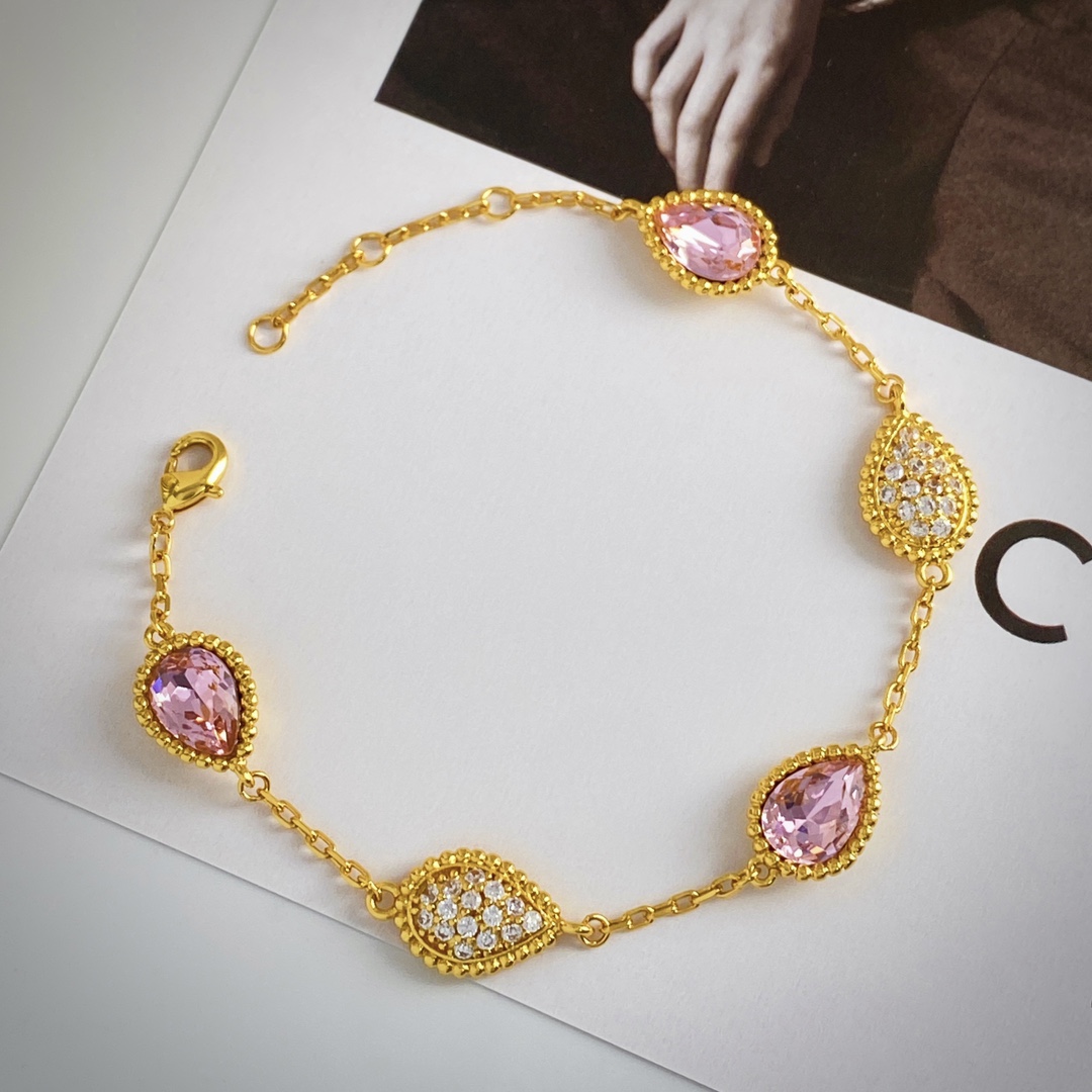 BS80 P300 Bracelet: Dopamine Style with Man-Made Colored Stones and Gold Chain - 图片 8