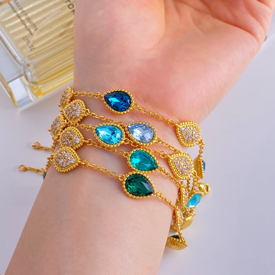 BS80 P300 Bracelet: Dopamine Style with Man-Made Colored Stones and Gold Chain - 图片 4