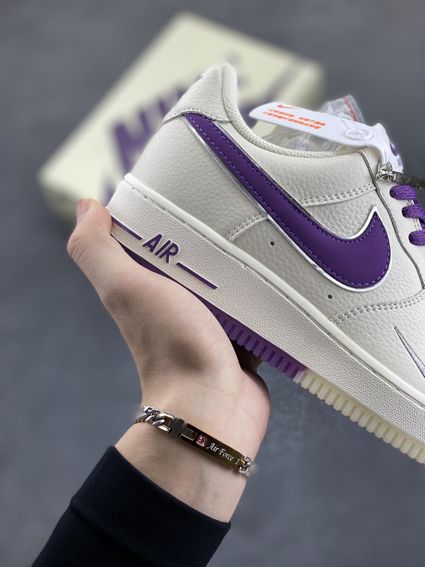 图片[6]-Nike Air Force 1 Low 米紫双色底 满天星空军一号低帮休闲板鞋 3M反光 水晶大底 定制鞋盒 原楦头原纸板 纯正空军版型 内置全掌气垫 货号：JJ0253-010 尺码：36 36.5 37.5 38 38.5 39 40 40.5 41 42 42.5 43 44 44.5 45-选品中心