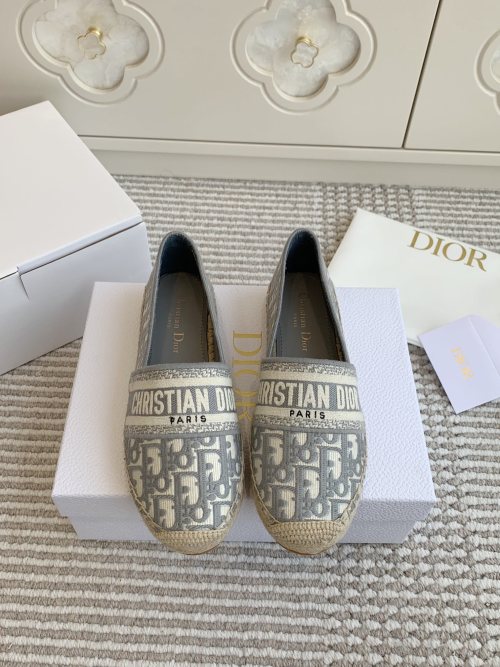 Dior Granville Espadrille Flats - 3D Embroidery Slip-On Shoes 1 Dior Granville Espadrille Flats - 3D Embroidery Slip-On Shoes