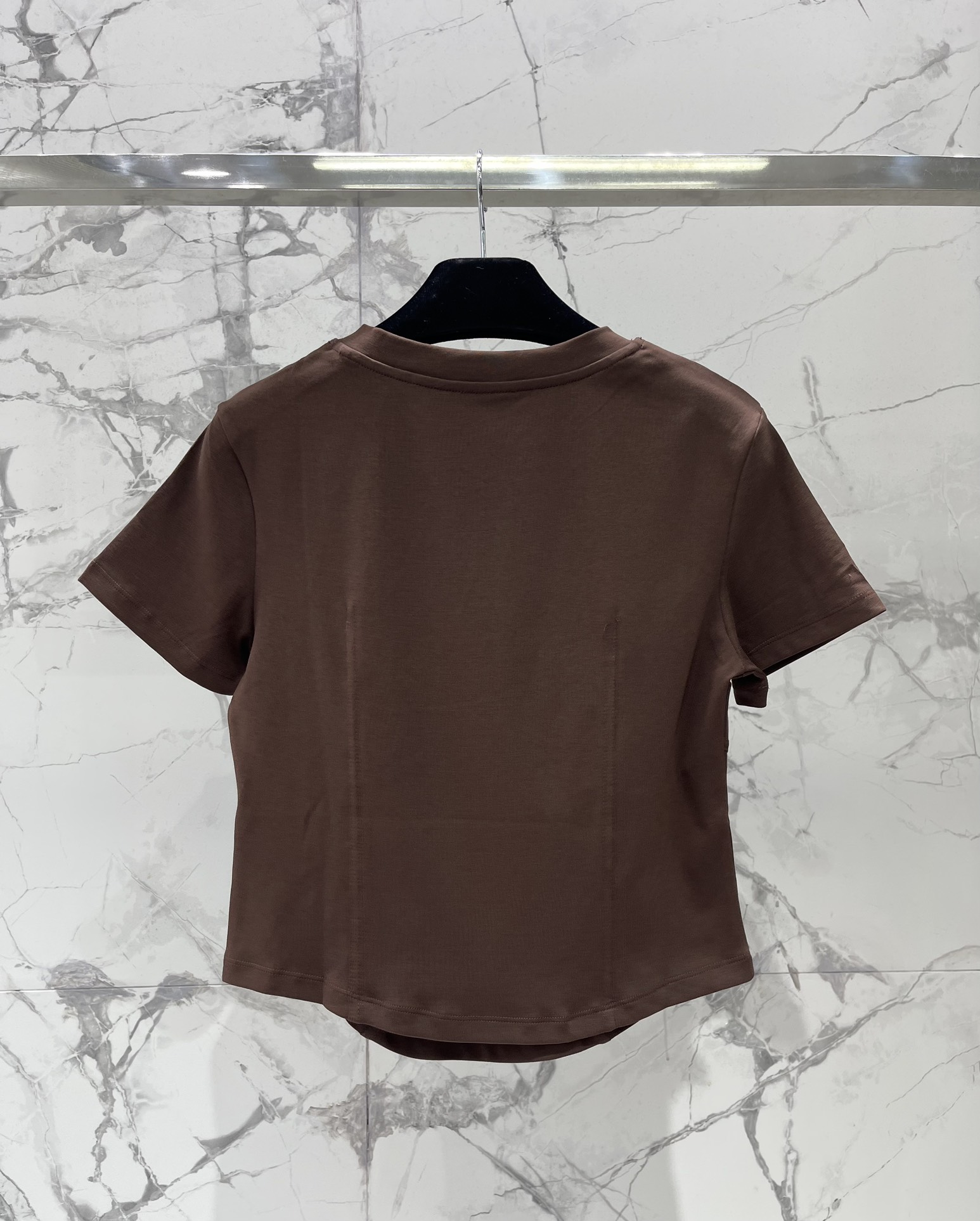 Chanel Inspired Brown Fitted Short Sleeve Top with Embroidered Logo Detail 10 i1743045161 7344 8