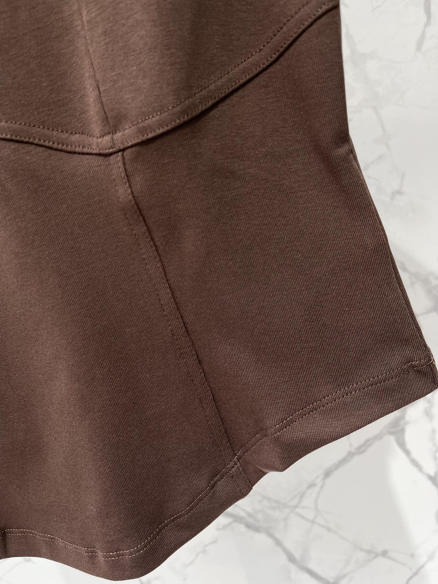 Chanel Inspired Brown Fitted Short Sleeve Top with Embroidered Logo Detail 6 i1743045161 7597 4