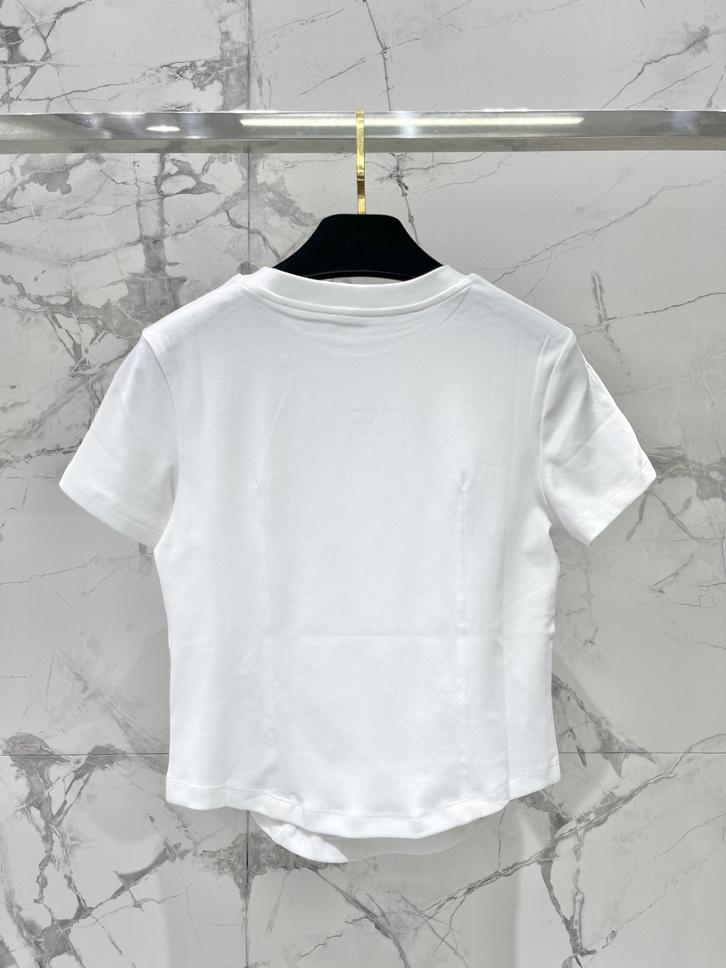 Chanel-Inspired White Corset T-Shirt with Embroidered Logo, Slim Fit 10 i1743045193 7707 8