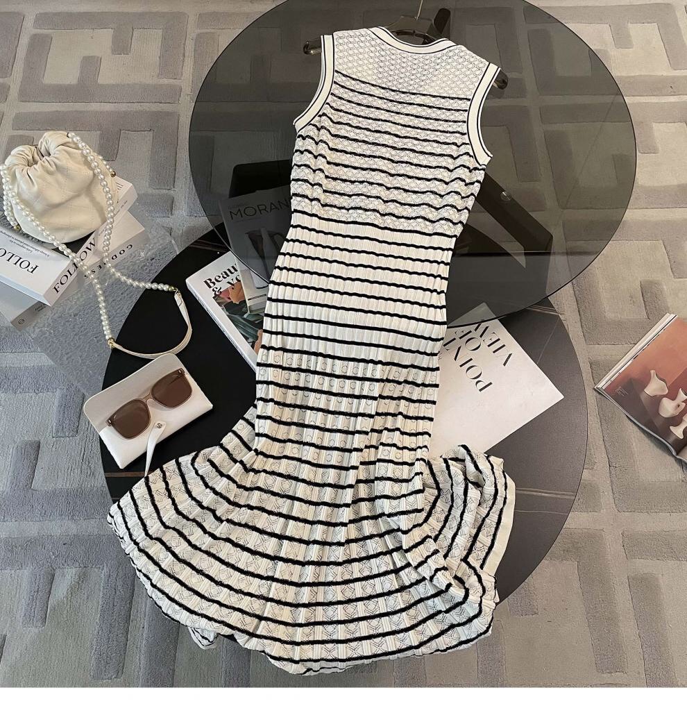 High-Quality Women’s Dress Support with French Bridesmaid Striped Dress - 图片 6