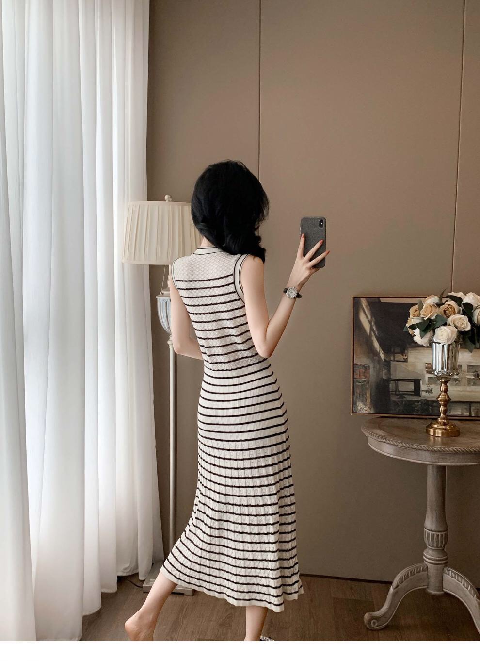 High-Quality Women’s Dress Support with French Bridesmaid Striped Dress - 图片 4