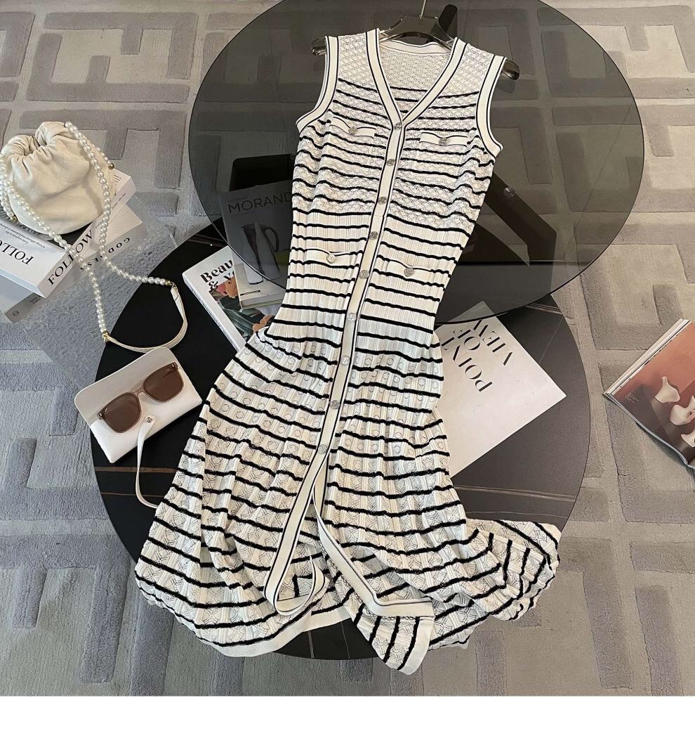 High-Quality Women’s Dress Support with French Bridesmaid Striped Dress - 图片 5