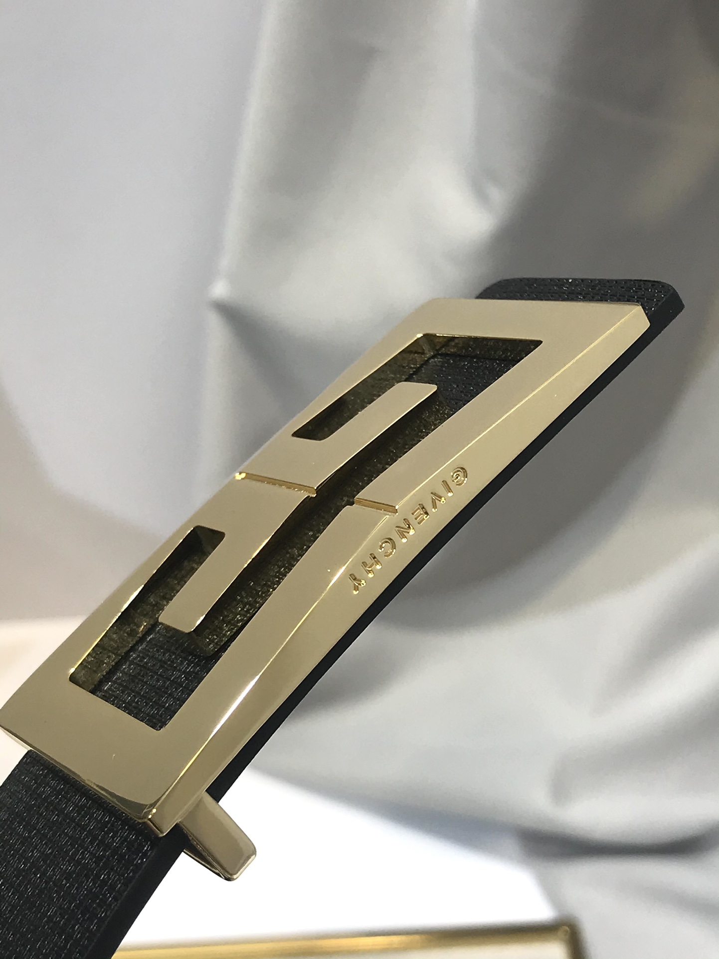 Givenchy Men's Black Leather Belt with Gold-Tone Buckle, 3.5cm Width 7 i1743171653 7304 5