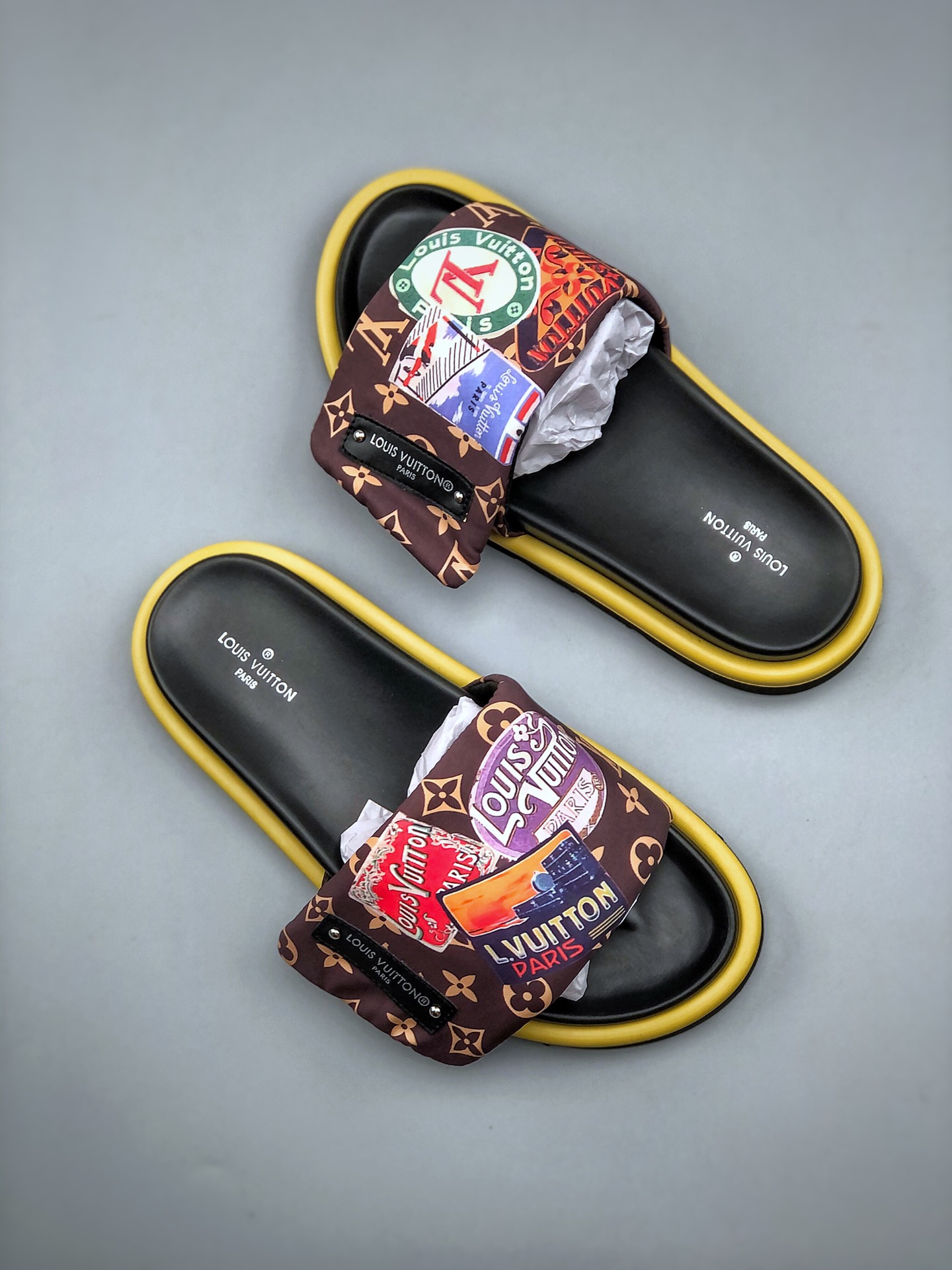 220  Louis Vuitton 2025 专柜 春夏新款  LV情侣厚底魔术贴拖鞋