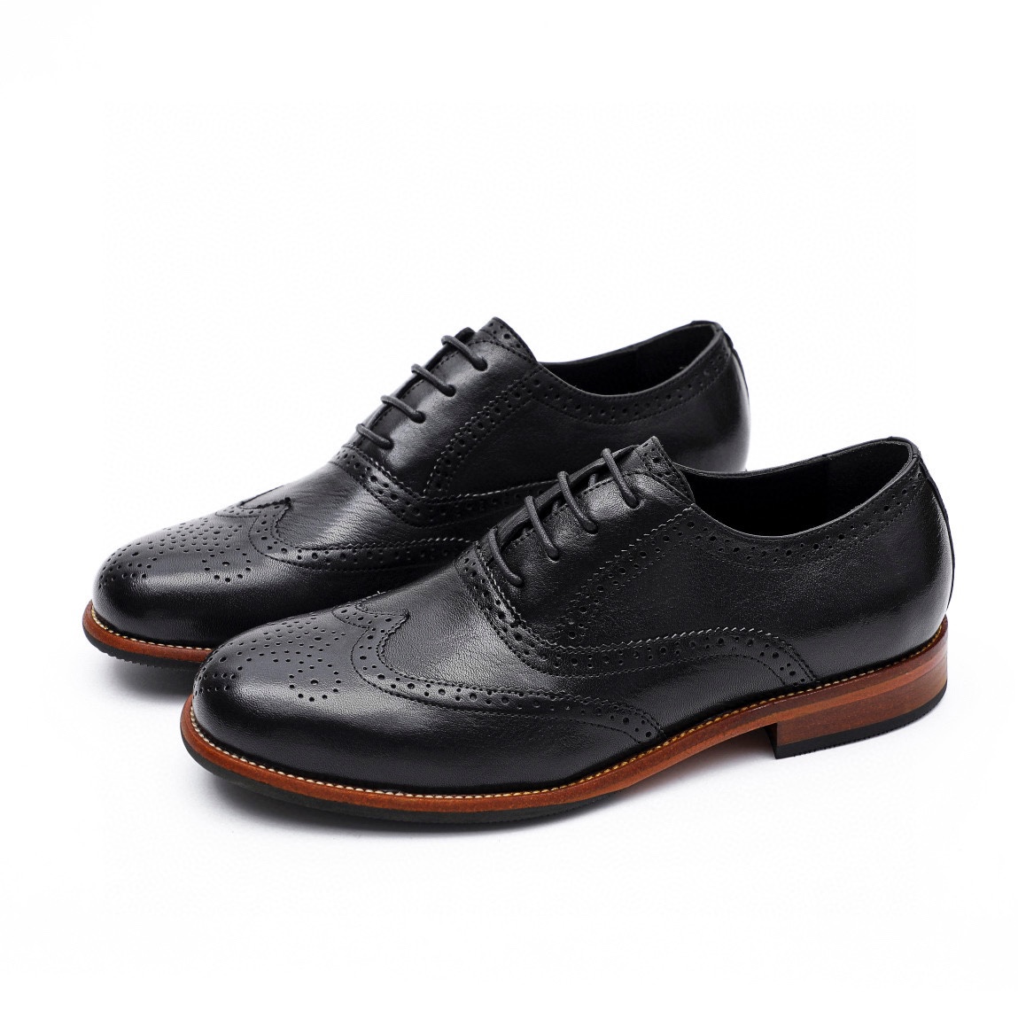 Ferragamo Men's Black Leather Wingtip Oxford Dress Shoes, Sizes 39-44 5 i1743226376 6238 3