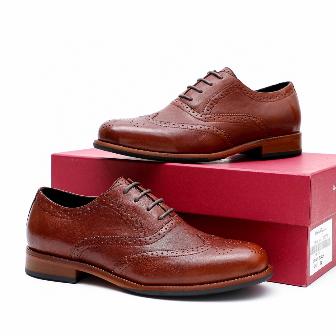 Ferragamo Men's Formal Leather Dress Shoes, Italian Calfskin, Brown, Sizes 39-44 3 i1743226428 1250 1