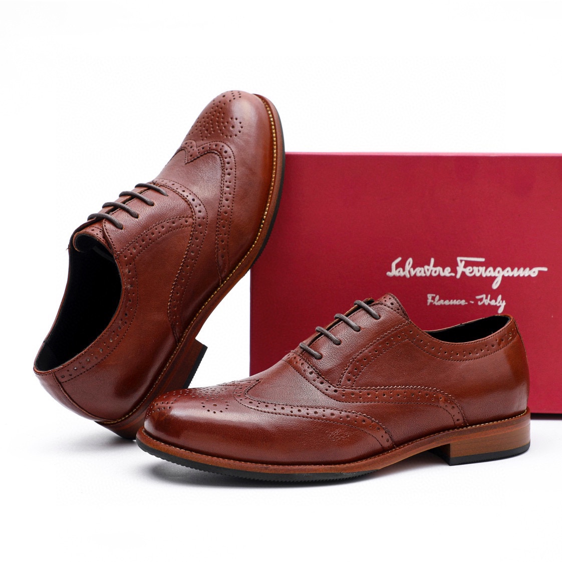 Ferragamo Men's Formal Leather Dress Shoes, Italian Calfskin, Brown, Sizes 39-44 4 i1743226428 9319 2