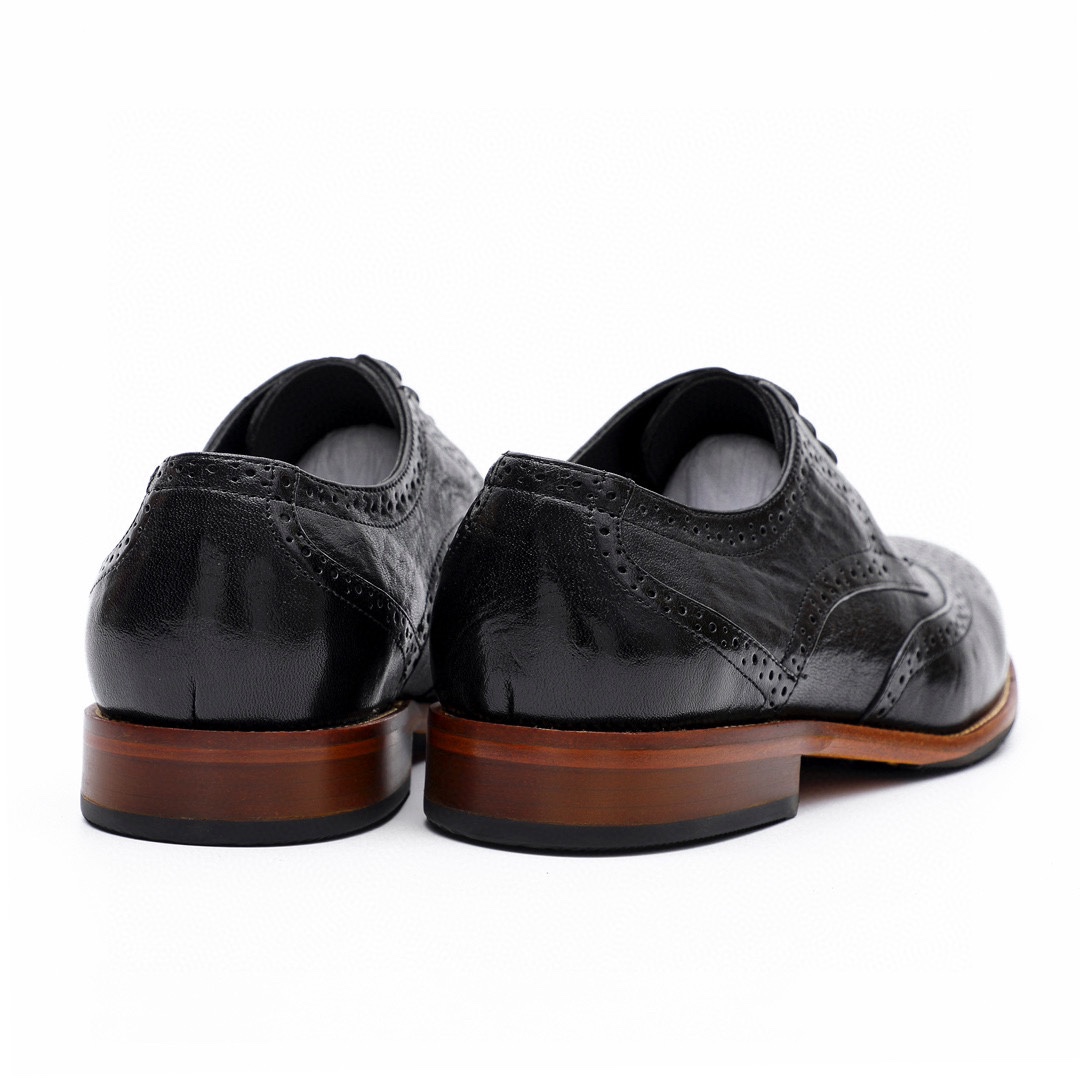 Salvatore Ferragamo Men's Black Leather Wingtip Oxford Dress Shoes, Size 39-44 8 i1743226468 1273 6