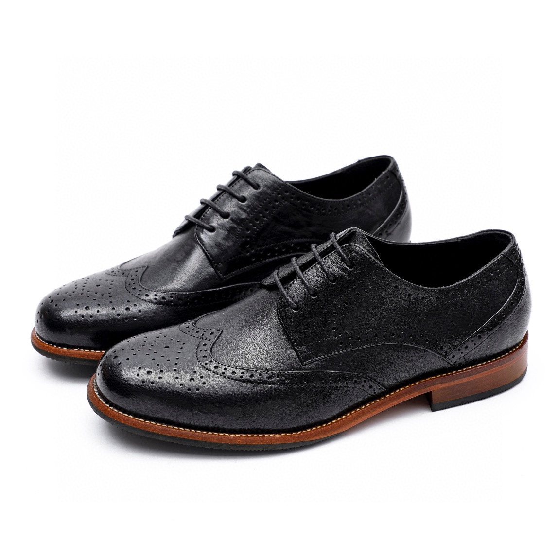 Salvatore Ferragamo Men's Black Leather Wingtip Oxford Dress Shoes, Size 39-44 6 i1743226468 7109 4