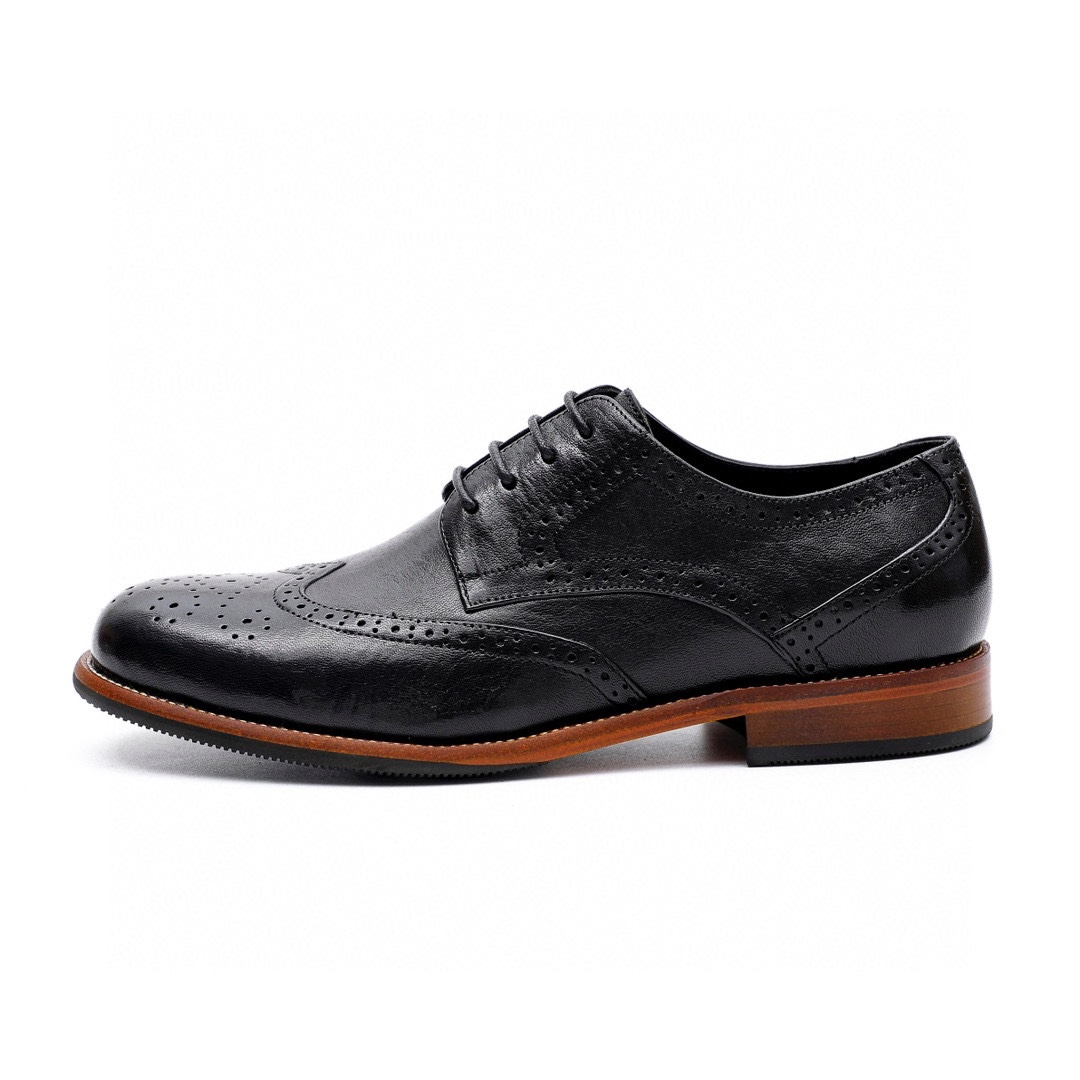 Salvatore Ferragamo Men's Black Leather Wingtip Oxford Dress Shoes, Size 39-44 7 i1743226468 7176 5