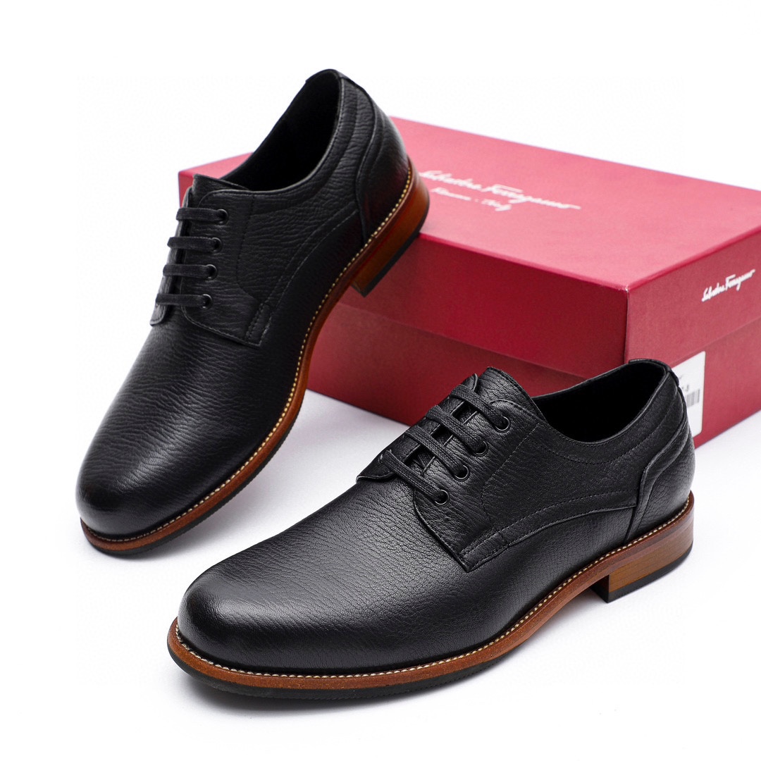 Ferragamo Men's Black Leather Dress Shoes - Timeless Style & Comfort 1 Ferragamo Men's Black Leather Dress Shoes - Timeless Style & Comfort