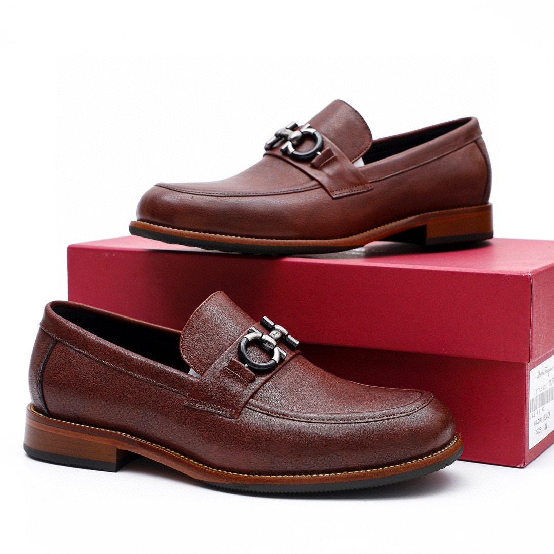 Ferragamo Men's Brown Leather Loafers with Iconic Buckle Detail, Size 39-44 3 i1743226636 4176 1