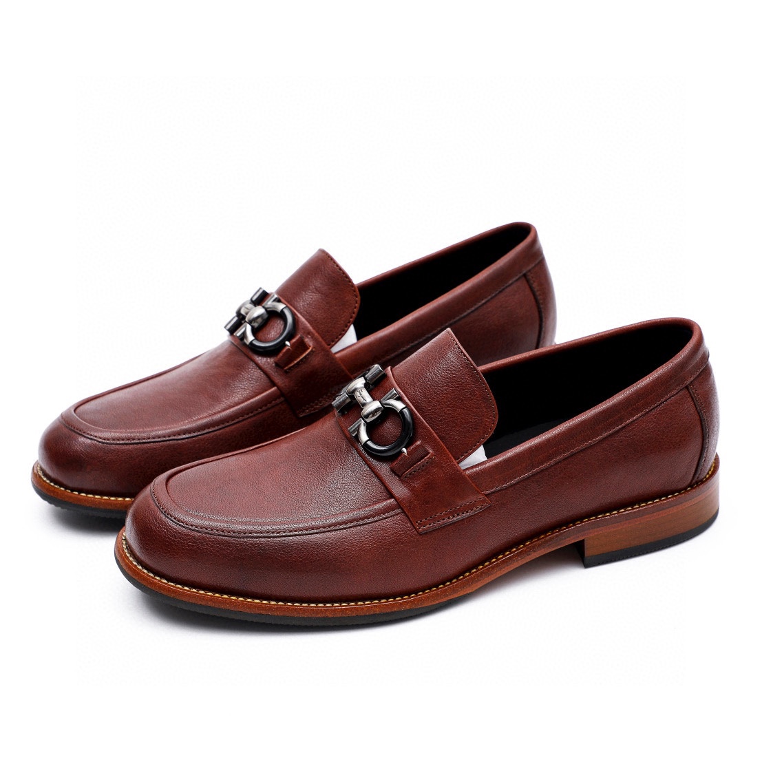 Ferragamo Men's Brown Leather Loafers with Iconic Buckle Detail, Size 39-44 6 i1743226636 7031 4