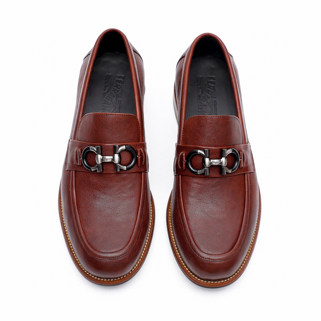 Ferragamo Men's Brown Leather Loafers with Iconic Buckle Detail, Size 39-44 5 i1743226636 739 3