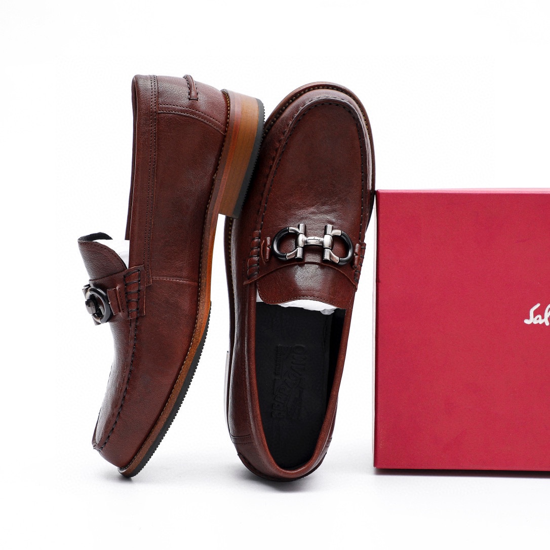 Ferragamo Men's Formal Leather Loafers, Top Quality, Brown, Size 39-44 9 i1743226735 2431 7