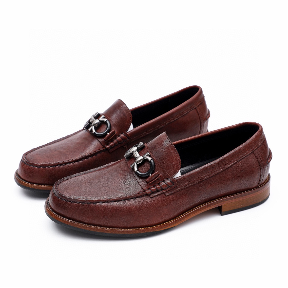 Ferragamo Men's Formal Leather Loafers, Top Quality, Brown, Size 39-44 6 i1743226735 388 4